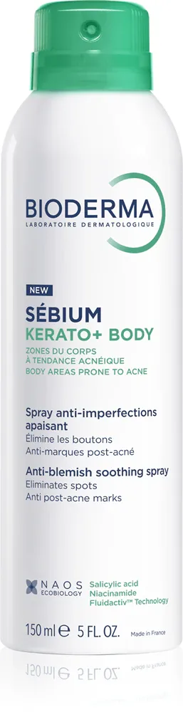Bioderma Sebium Kerato+ Body - Спрей для тела против угрей, покраснений и шрамов после угрей, 150 мл