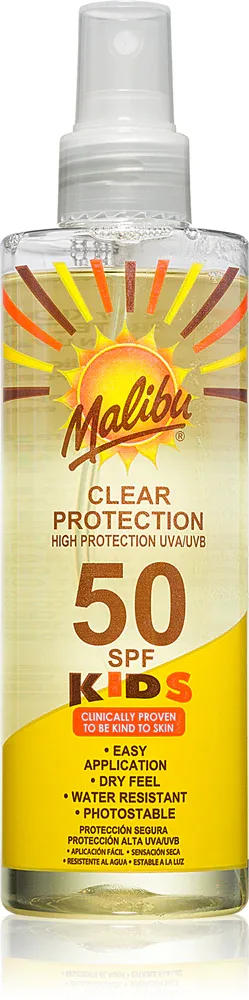 Malibu Clear Protection - Защитный спрей SPF 50 для детей, 250 мл