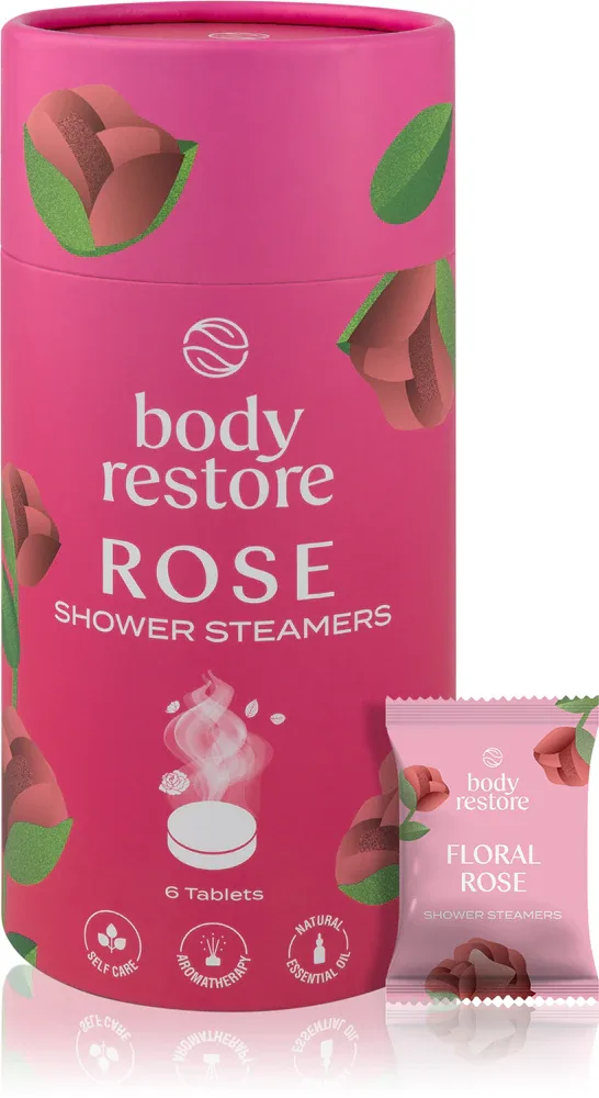 Body Restore Rose Shower Steamers - Таблетки для душа с ароматом розы, 6 шт