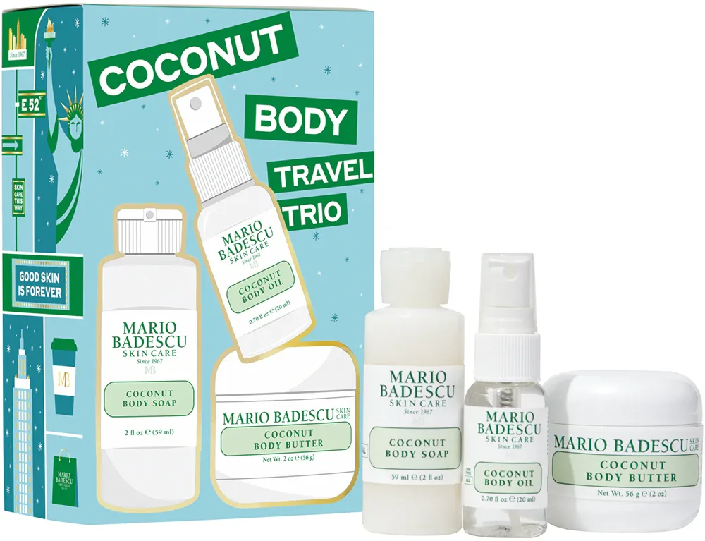 Mario Badescu Coconut Body Travel Trio - Подарочный набор для нежной и гладкой кожи