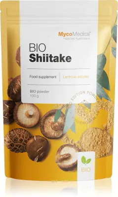 Биологически активная добавка MycoMedica Shiitake BIO, порошок, с грибным экстрактом, 100 г