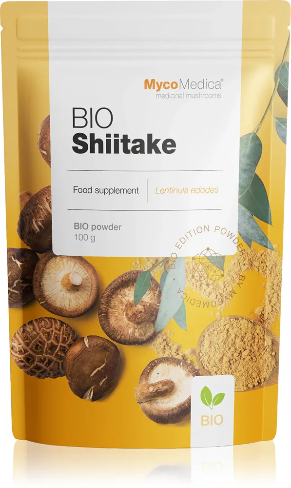 Биологически активная добавка MycoMedica Shiitake BIO, порошок, с грибным экстрактом, 100 г