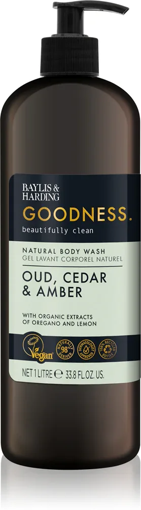 Baylis & Harding Goodness Oud, Cedar & Amber - Натуральный гель для душа, 1000 мл
