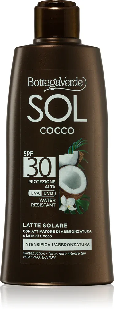 Bottega Verde Sol Cocco - Водостойкое молочко для загара SPF 30, 200 мл