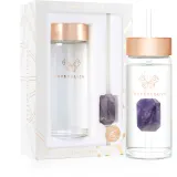 Бутылка для воды Crystallove Amethyst Straw Water Bottle стеклянная, с кристаллом и трубочкой, 400 мл — фото 2