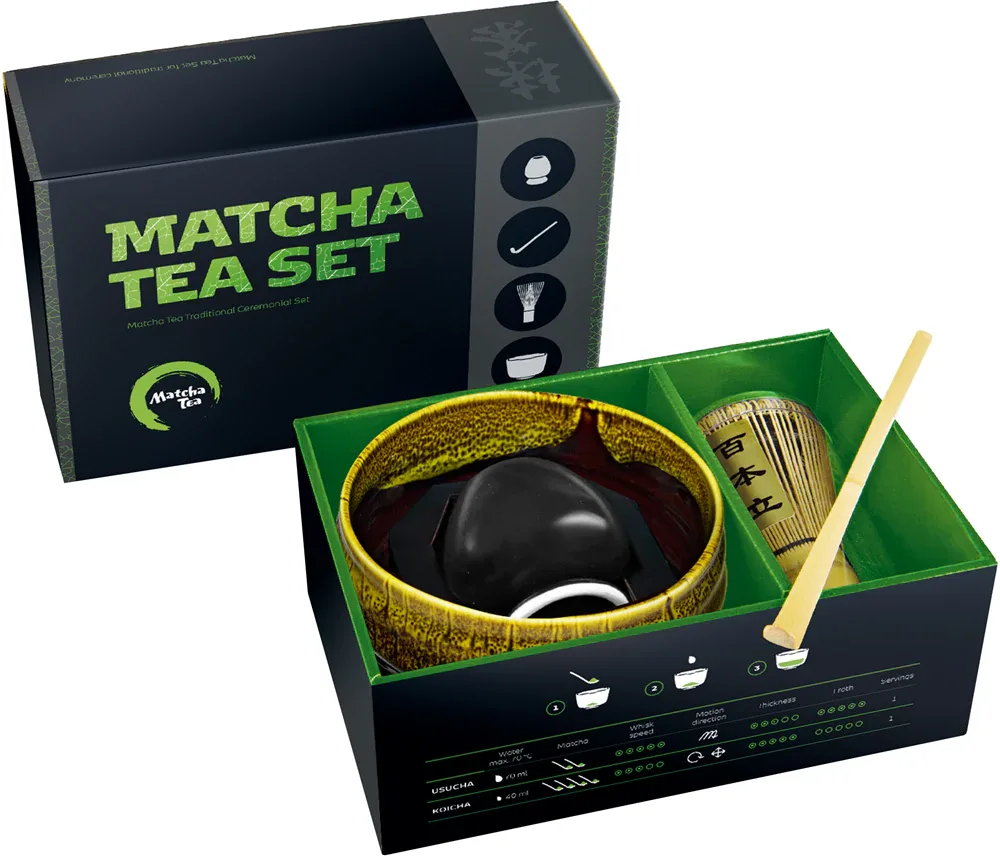 Набор для чайной церемонии Matcha Tea Matcha Set Profi Akeno, чаша, ложка, венчик и подставка