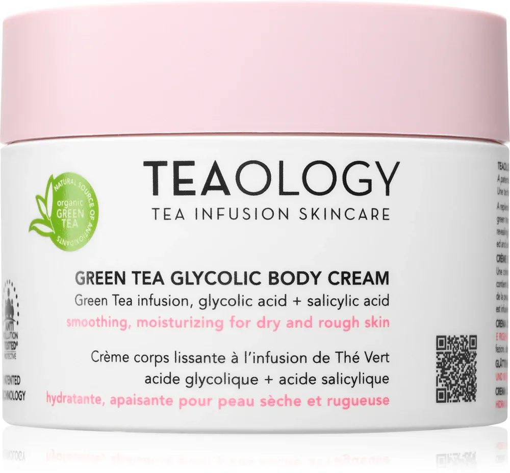 Teaology Green Tea Glycolic Body Cream - Увлажняющий крем для тела с гладящим действием, 260 мл