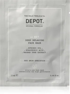 DEPOT 800 SKIN SPECIFICS NO. 807 RELAXING FACE MASK - Увлажняющая и успокаивающая маска для мужчин, 12 мл