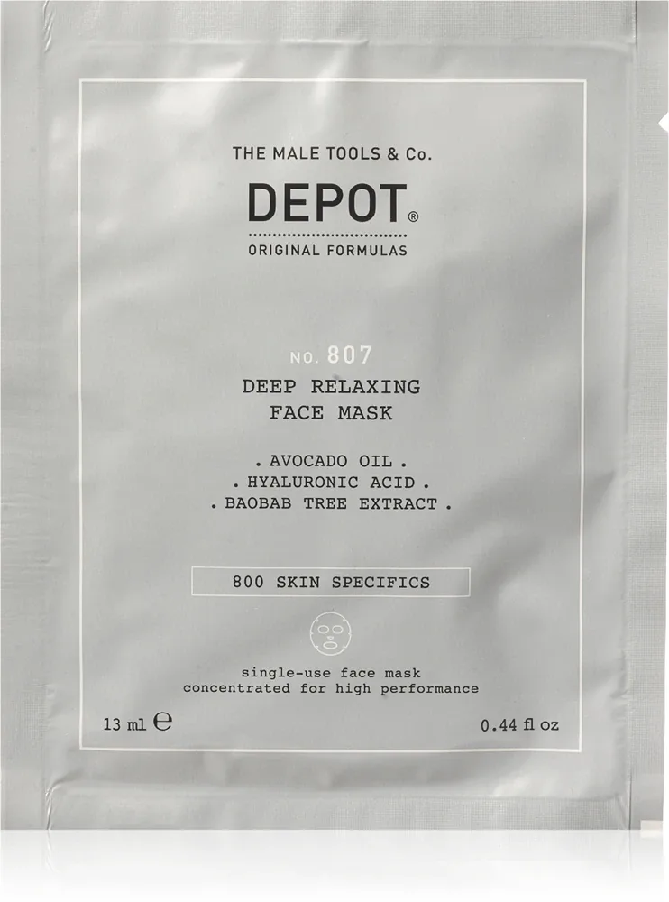 DEPOT 800 SKIN SPECIFICS NO. 807 RELAXING FACE MASK - Увлажняющая и успокаивающая маска для мужчин, 12 мл