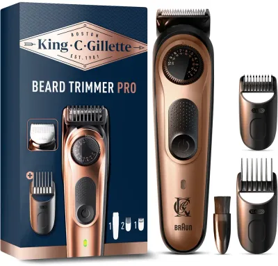Триммер для бороды Gillette King C. Beard Trimmer PRO беспроводной, со сменными насадками, 1 шт
