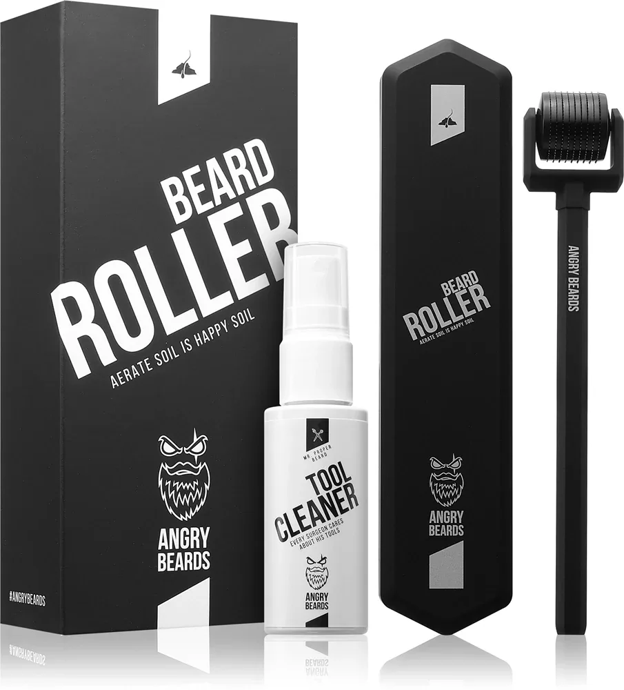 Набор для ухода за бородой Angry Beards Beard Roller с роликом и спреем для очищения, 1 шт