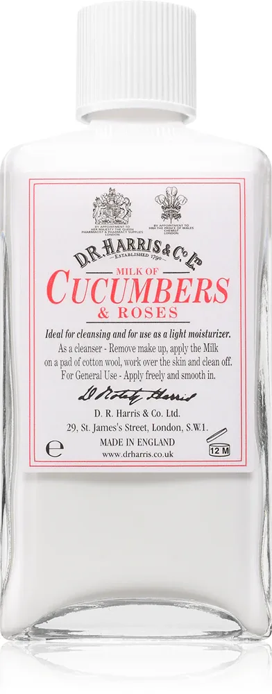 D.R. Harris Milk of Cucumber and Roses - Увлажняющее и очищающее молочко, 100 мл
