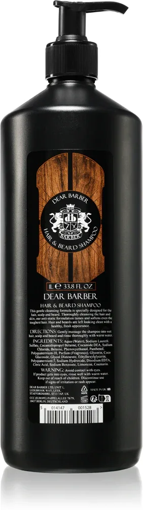 Dear Barber Shampoo - шампунь для волос и бороды, 1000 мл