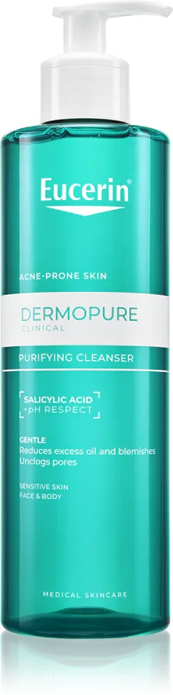 Eucerin DermoPure Clinical Purifying Cleanser - Гель для глубокого очищения жирной кожи с проблемами акне, 400 мл