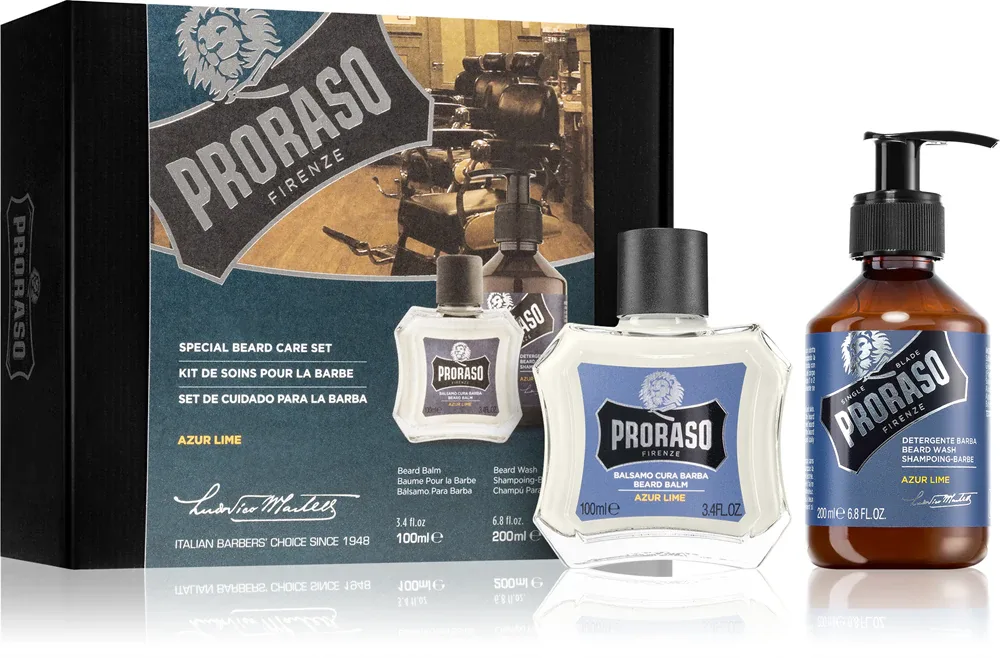 Proraso Set Beard Classic - Подарочный набор для мужчин Азур Лайм Azur Lime