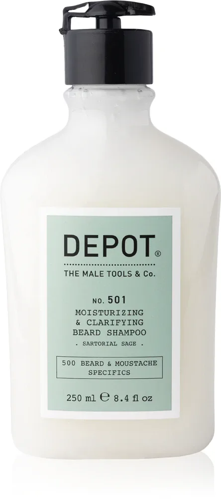 DEPOT 500 BEARD & MOUSTACHE SPECIFICS NO. 501 MOISTURIZING & CLARIFYING BEARD SHAMPOO - Увлажняющий шампунь для бороды, 250 мл