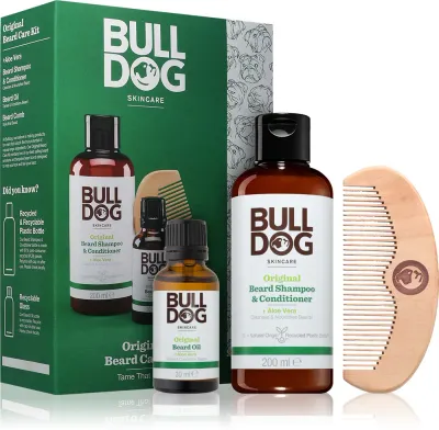 Bulldog Original Beard Care Kit - Подарочный набор для мужчин из персикового дерева 10,4 см, 3 шт