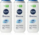 NIVEA MEN Sensitive - Гель для душа для мужчин удобная упаковка 3 x 500 мл 3 x 500 мл — фото 1