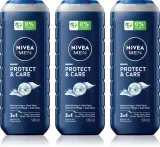 NIVEA MEN Protect & Care - Гель для душа для мужчин удобная упаковка 3 x 500 мл 3 x 500 мл — фото 1