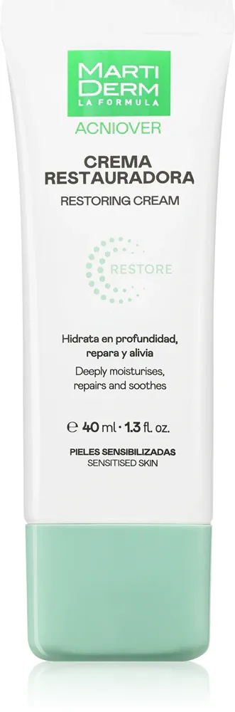MartiDerm Acniover Restoring Cream - Регенерирующий крем для лица с пребиотиками, 40 мл