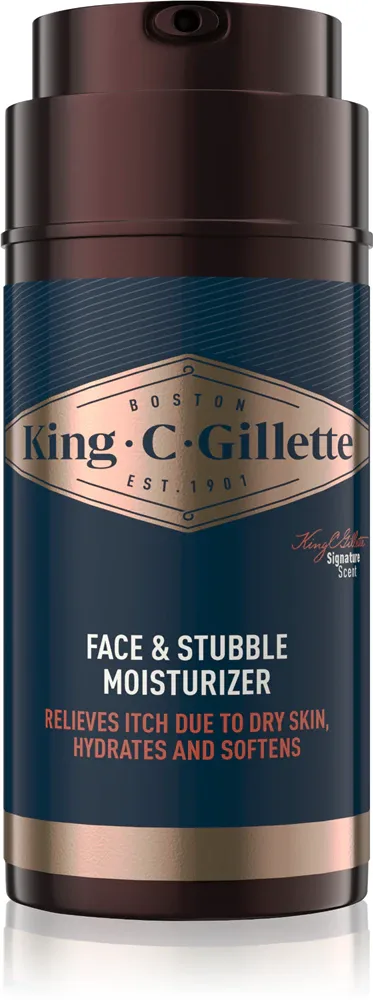 Gillette King C. Face & Stubble Moisturizer - Увлажняющий крем для лица и бороды для мужчин, 100 мл