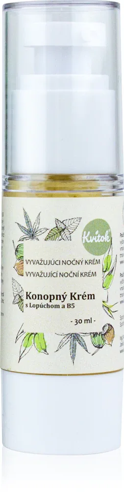 Kvitok Cream with Cannabis Oil with Burdock and B5 - Крем для ночного ухода за жирной кожей, 30 мл