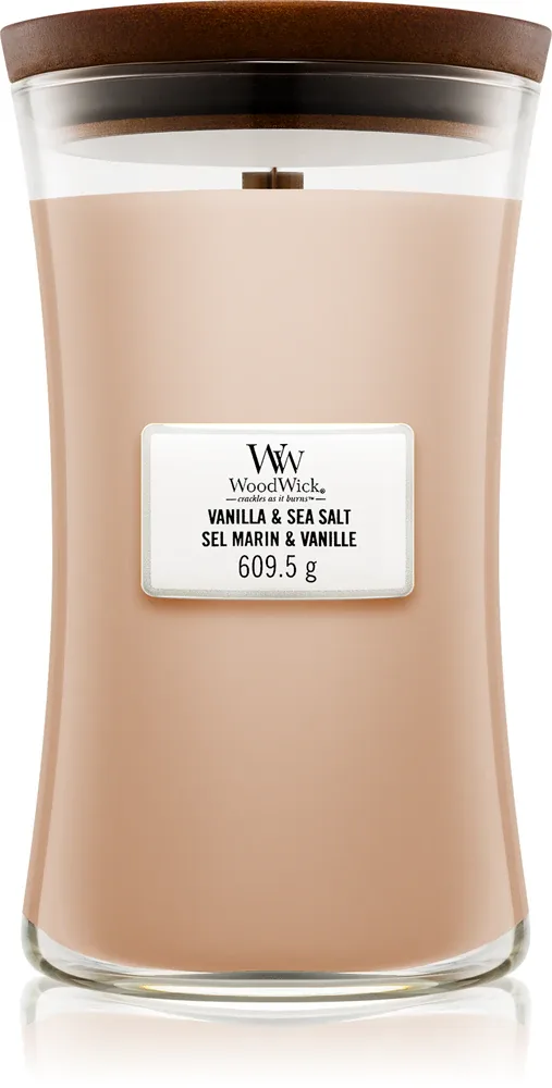 Woodwick Vanilla & Sea Salt - Ароматическая свеча с деревянным фитилем