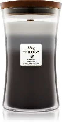 Woodwick Trilogy Warm Woods - Ароматическая свеча с деревянным фитилем с деревянным фитилем, 609.5 г