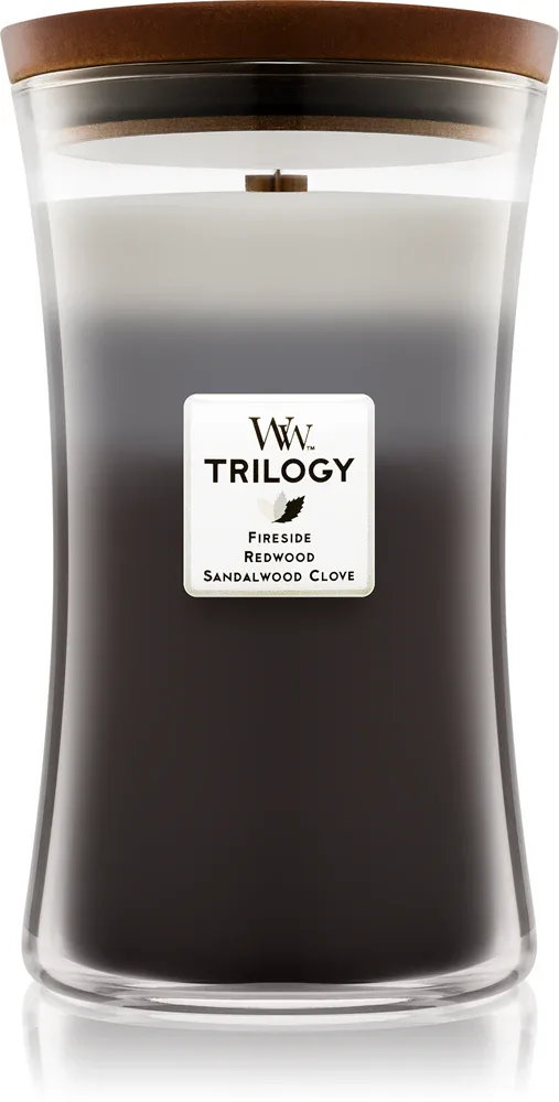 Woodwick Trilogy Warm Woods - Ароматическая свеча с деревянным фитилем с деревянным фитилем, 609.5 г