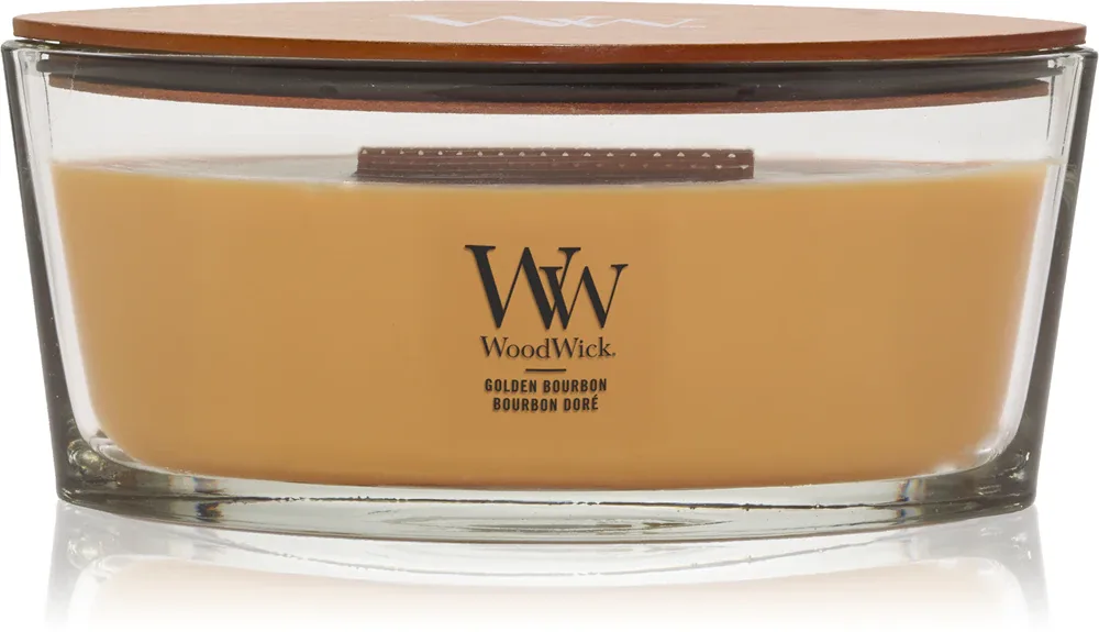 Woodwick Golden Bourbon - Ароматическая свеча с деревянным фитилем (hearthwick)