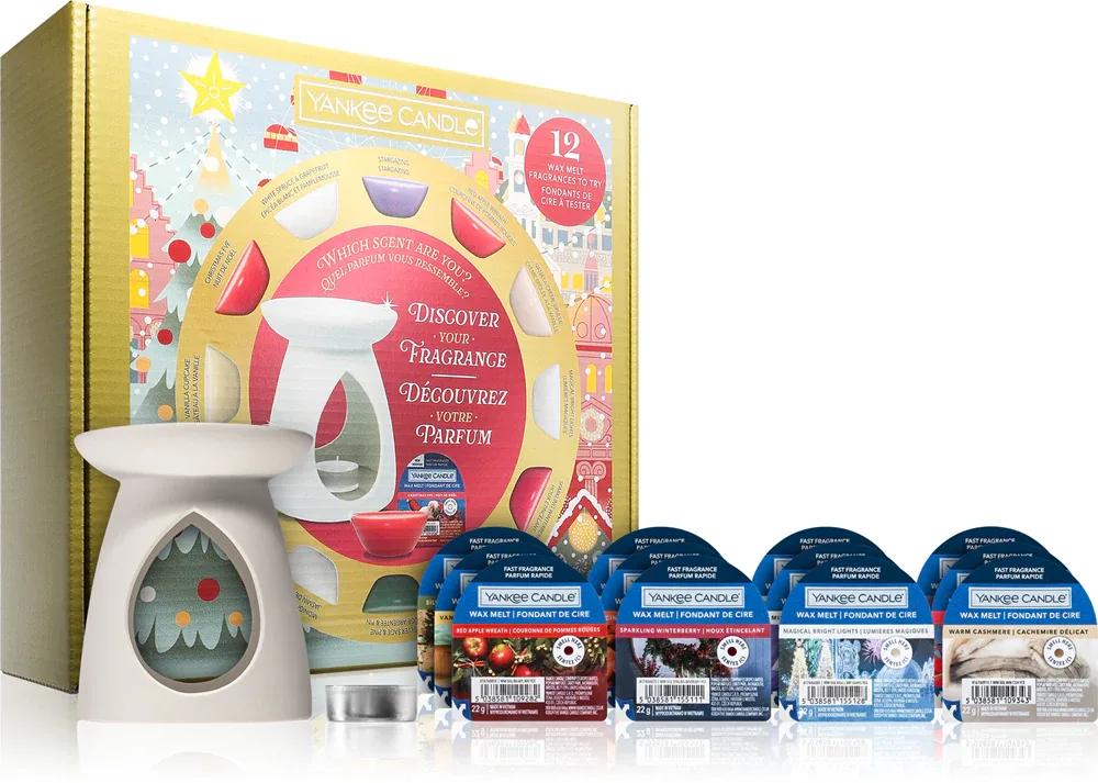 Yankee Candle Christmas Collection Aromalamp & 12 Wax Melts - Подарочный набор ароматов для дома, 12 шт