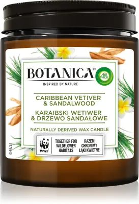 Air Wick Botanica Caribbean Vetiver & Sandalwood - Ароматическая свеча, 205 г