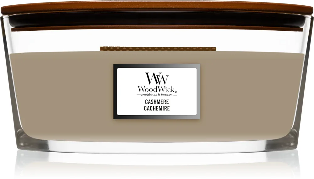 Woodwick Cashmere - Ароматическая свеча с деревянным фитилем (hearthwick) с деревянным фитилем (hearthwick), 453.6 г