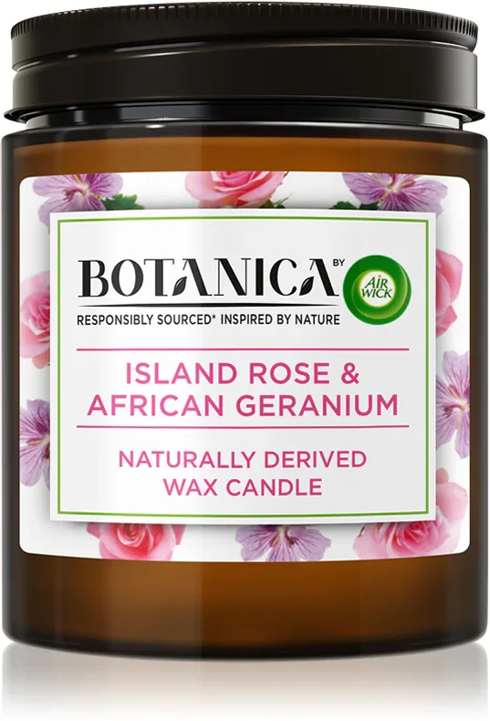 Air Wick Botanica Island Rose & African Geranium - Ароматическая свеча с розовым ароматом, 205 г