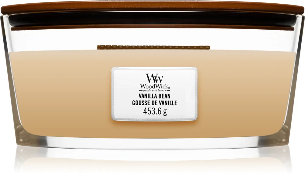 Woodwick Vanilla Bean - Ароматическая свеча с деревянным фитилем (hearthwick) с деревянным фитилем (hearthwick), 453.6 г