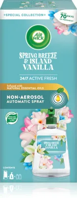 Air Wick Active Fresh Spring Breeze & Island Vanilla - Автоматический освежитель воздуха с запасным блоком, 228 мл
