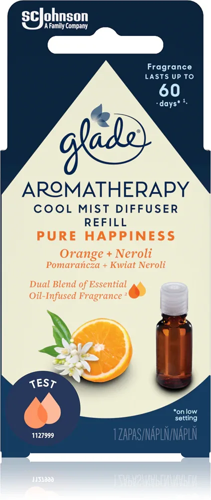 GLADE Aromatherapy Pure Happiness - Наполнитель для диффузоров Апельсин + Нероли Orange + Neroli, 17.4 мл