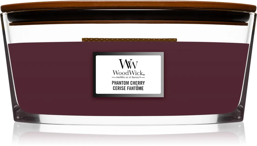 Woodwick Phantom Cherry - Ароматическая свеча с деревянным фитилем (hearthwick) с деревянным фитилем (hearthwick), 453 г