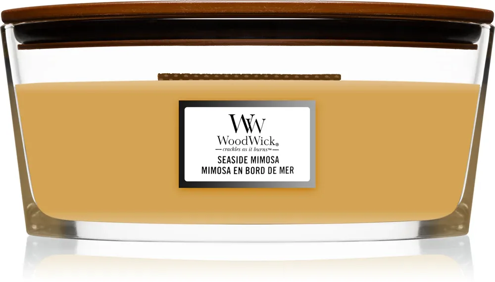 Woodwick Seaside Mimosa - Ароматическая свеча с деревянным фитилем (hearthwick) с деревянным фитилем (hearthwick), 453.6 г