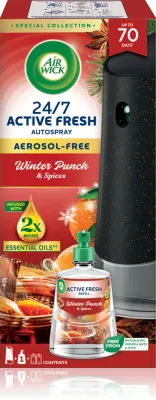 Air Wick Active Fresh Winter Punch & Spices - Автоматический освежитель воздуха с запасным блоком, 228 мл