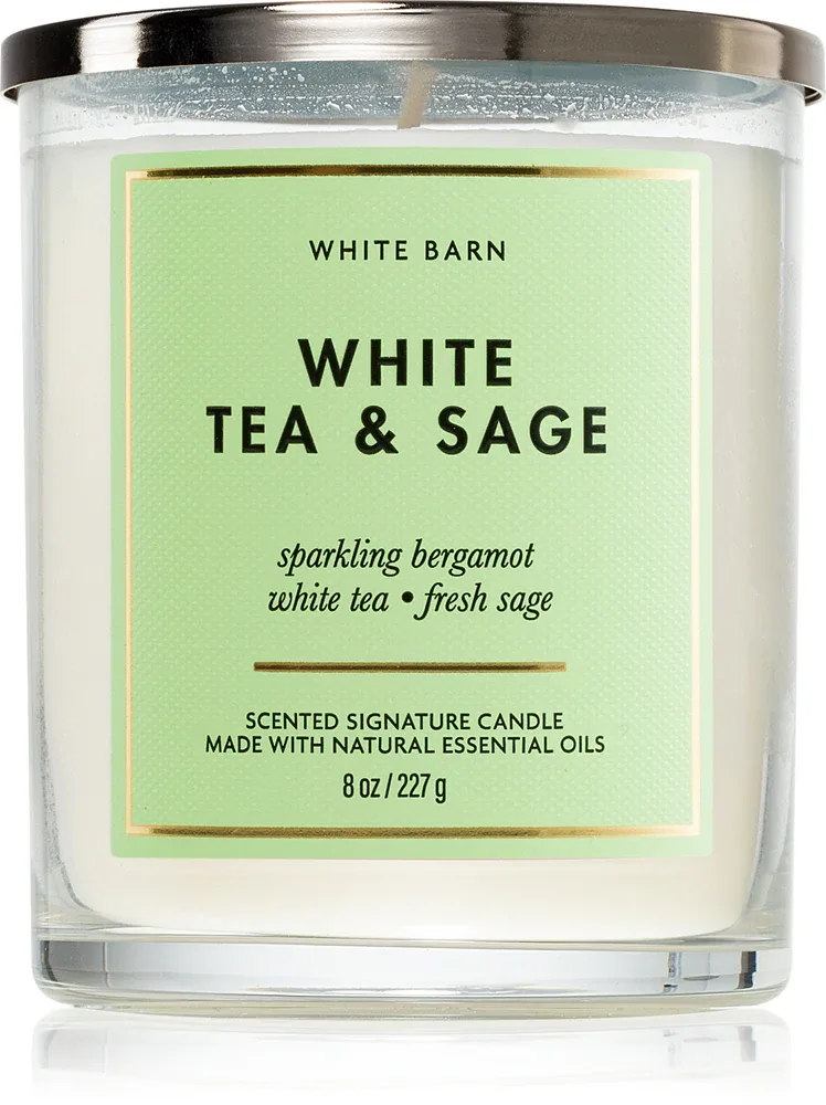 Bath & Body Works White Tea & Sage - Ароматическая свеча, 227 г