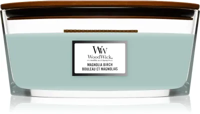 Woodwick Magnolia Birch - Ароматическая свеча с деревянным фитилем (hearthwick) с деревянным фитилем (hearthwick), 453.6 г