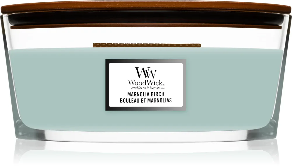 Woodwick Magnolia Birch - Ароматическая свеча с деревянным фитилем (hearthwick) с деревянным фитилем (hearthwick), 453.6 г