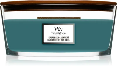 Woodwick Evergreen Cashmere - Ароматическая свеча с деревянным фитилем (hearthwick) с деревянным фитилем (hearthwick), 453.6 г