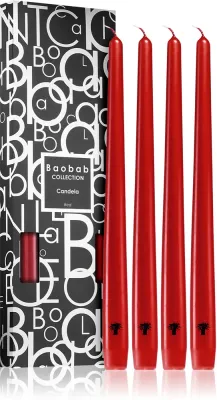 Свечи декоративные Baobab Collection Candela Red с хлопковым фитилём, 4 шт