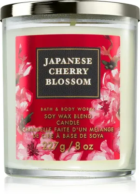 Bath & Body Works Japanese Cherry Blossom - Свеча ароматическая Bath Body Works Japanese Cherry Blossom фруктовая, с хлопковым фитилём, 227 г, 227 г
