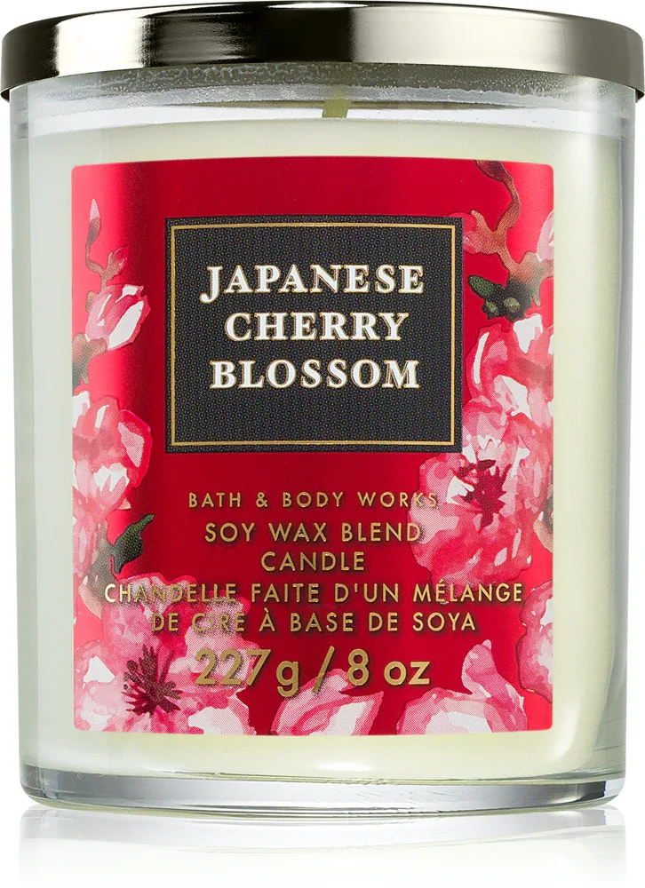 Bath & Body Works Japanese Cherry Blossom - Свеча ароматическая Bath Body Works Japanese Cherry Blossom фруктовая, с хлопковым фитилём, 227 г, 227 г