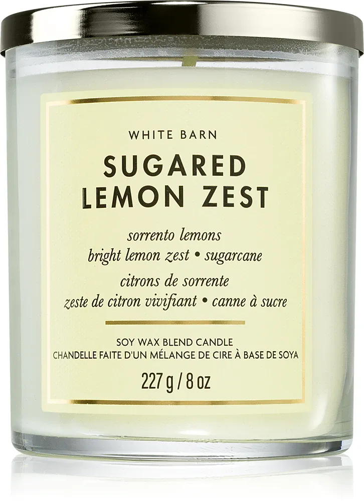 Bath & Body Works Sugared Lemon Zest - Свеча ароматическая Bath Body Works Sugared Lemon Zest соевая, цитрусовая, 227 г, 227 г