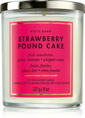 Bath & Body Works Strawberry Pound Cake - Свеча ароматическая Bath Body Works Strawberry Pound Cake соевая, фруктовая, 227 г, 227 г