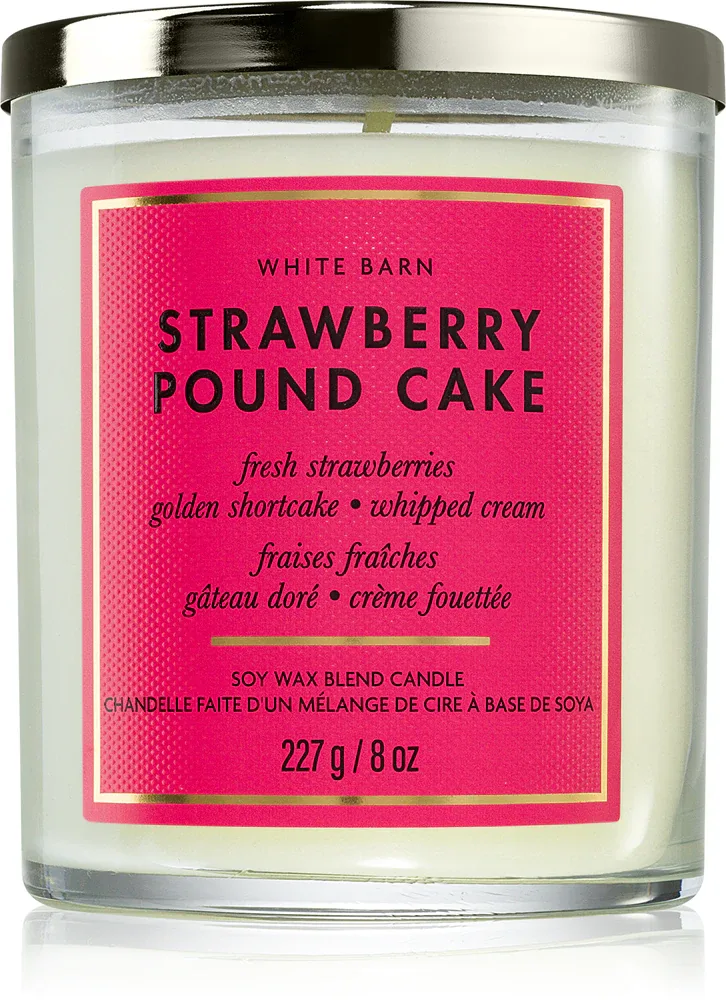 Bath & Body Works Strawberry Pound Cake - Свеча ароматическая Bath Body Works Strawberry Pound Cake соевая, фруктовая, 227 г, 227 г